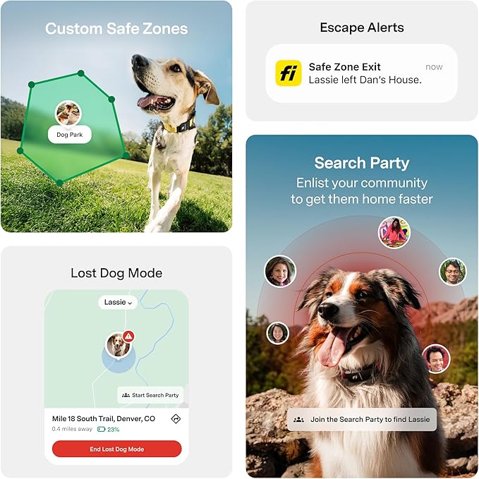 New Fi Series 3+ Smart Dog Tracker Collar [12 Month Membership Included] GPS Tracker for Dogs with Health & Behavior Monitoring, Escape Alerts, Waterproof, LED, Apple Watch Compatible -Yellow, X-Large