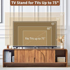 BERRYMERRY 63'' TV Stand for Up to 75" TVs,MCM TV Console Table with Big Arched Handle,Television Stands Entertainment Media Center with Sliding Door for Living Room Bedroom (Walnut)