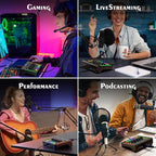 IXTECH Gaming Audio Mixer 4 Channel Soundboard, Streaming RGB PC Audio Interface with XLR Microphone Support, Audio Equalizer for Gaming Podcast Streaming Karaoke, Individual Volume Controls (Black)