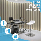 Art3d 2-Pack Acoustic Wood Slat Wall Panel with Roll-Flat Design - 95.3 x 23.8 Inch Sound Absorbing Panels for Living Room Columns Corridor Curved Wall Decor, Oak