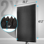 Sound Wall Panel Studio Foam - Acoustic Isolation Absorber Shield and Dampening Wedge with Height Adjustable Stand, Includes Tripod Base Stand, 2 Pack - Pyle PSIP24X2
