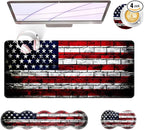BFUKVOU Large Keyboard Mouse Pad Set, Extended Mouse Pad+Keyboard Wrist Rest Support, Memory Foam Ergonomic Easy Typing, 4Pcs (31.5×11.8 in) Desk Pad Set for Office Home,American Flag on Brick Wall