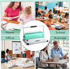 OFFNOVA Binding Machine, 21-Hole 450 Sheets Paper Comb Binding Machine for Letter Size / A4 / A5 Paper, Easy to Punch Handle, Adjustable Margin, Book Binder with 100 PCS 3/8'' Comb Binding Spines