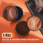 TOPUS Valentines Day Gifts Shoes Polish Kit, 3 Pieces Horsehair Brushes in 6.7in Handle, 1.4oz Black Brown Shoe Polisher