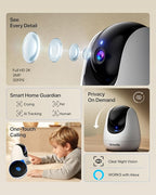 Tenda CP3 Pro 2K Indoor Security Camera with WiFi 6 & AI Baby/Pet Detection – Baby Monitor, Pet Camera for Home, One-Touch Calling, Night Vision, Military-Grade Encryption, No Subscription Needed