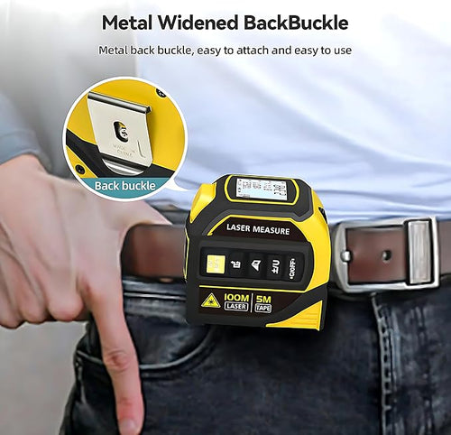 4-in-1 Digital Laser Tape Measure, 16FT Measuring Tape, 328ft Laser Distance Meter, Cross-Line Laser Ruler, Rechargeable, 3000 Uses/Charge, for DIY & Construction