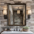 Retro Copper Effect Framed Wall Mirror, 30x36 Rectangle Mirror, Anti-desilvering Tempered Glass, Sustainable&Sturdy Frame, Anti-Rust, HD Reflection &3min Fast Setup for Bathroom Living Room