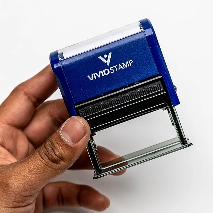 Basic Closed Self Inking Rubber Stamp (Blue Ink) - Medium