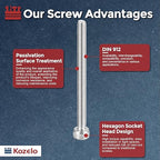 Kozelo 25pcs Socket Head Cap Screws - [M4-0.7 x 50mm] 304 Stainless Steel Allen Socket Drive for Electrical Motor 3D Printing Fan Engine Replacement Use, Silver