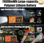 QAUYYW 74000mWh Emergency Radio with NOAA Weather, Portable Hand Crank SW/AM/FM Survival Radio with Fast Charge Rechargeable Solar Battery, Flashlight, Reading Lamp,SOS Sirenor Home Outdoor
