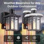 2 pack Porch Lights with GFCI Outlet,Dusk to Dawn Motion Sensor Outdoor Lights,3 Lighting Modes Black Front Door Lights,Waterproof Exterior Light Fixture,Outside Wall lamp for House Patio Garage