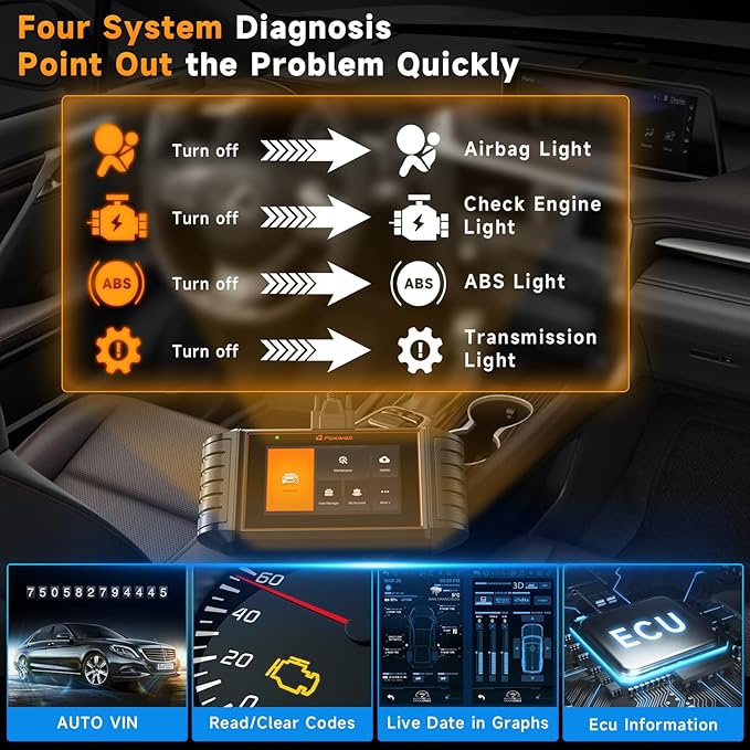 2025 FOXWELL NT716 OBD2 Scanner Bidirectional Control 9+ Resets Scan Tool ABS SRS Transmission Engine Diagnostic Code Reader WiFi Update Injector Coding/D-P-F/BMS/ABS Bleed/Oil/EPB/TPMS/SAS/Throttle