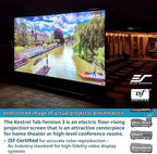 Elite Screens Kestrel Tab-Tension 3 CineWhite, 150 inch 16:9 Aspect Ratio, ISF Certified, Electric Floor-Rising Motorized Tab-Tensioned Front Projector Screen, Programmed Remote Kit, FTE150H3