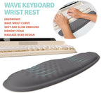 KUOSGM 2-in-1 Ergonomic Set, Wave Rise Keyboard Wrist Rest and Massage Bulge Slope Mouse Pad Wrist Support, Cushion Memory Foam Integrated to Relieve Wrist Pain, Deep Gray