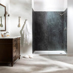 Palisade 78in x 60in x 32in Waterproof Vinyl Shower Surround Kit with Accessories in Urban Quarry