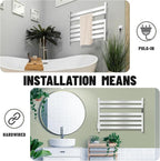 K&KALONZO Towel Warmer for Bathroom, Wall-Mounted 6-Bar Heated Towel Rack with Built-in Timer, Waterproof Electric Towel Heater, Support Plug-in and Hardwired, Polished, EL18M