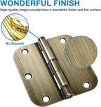 12 Pack Antique Brass Door Hinges 3.5 Inch Interior 3 1/2" Round 5/8" Radius Heavy Duty Metal Hardware Kit 3 ½" 5/8" Radius Flat Hinge for Bifold Doors Decorate Master Bedroom Storage Room