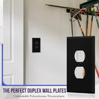 ENERLITES Jumbo Duplex Receptacle Outlet Wall Plate, Large Electrical Outlet Covers, Over-Size 1-Gang 5.5" x 3.5", Polycarbonate Thermoplastic, 8821O-BK-5PCS, Black (5 Pack)