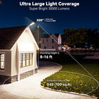 MMKT Solar Street Lights Outdoor, 3 Color Warm White LED Dusk to Dawn IP65 Waterproof Solar Flood Light with Motion Sensor and Remote Control for Outside Path, Yard, Garden, Walkway