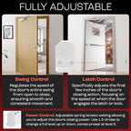 PrimeWare DC-600 Automatic Adjustable Door Closers for Home | Soft Close, No Slam | Residential and Commercial Door Closer | Level 1-6 | for Doors Weighing 30-300 lbs | Hydraulic Door Spring - White