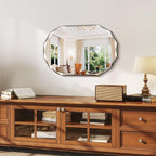 GLASHOM Beveled Edge Frameless Bathroom Mirror, Oval Wall Mirror for Over Sink, 16" x 24" Modern Decorative Vanity Mirror for Bedroom, Living Room, Entryway, Hanging Mirror Horizontal or Vertical