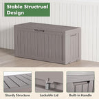 NUNU LAB Outdoor Storage Box, 80 Gallon Large Resin Sturdy Deck Box, Backyard Outside Storage Box Waterproof, Package Delivery Garden Hose Storage Bin Tool, Gray