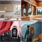 Vzmcov Portable Carbon Monoxide Detector Mini air Quality Monitor with Lanyard Alarm, CO Gas/Humidity Sensor/Indoor/Outdoor Thermometer, Battery Powered LED Screen