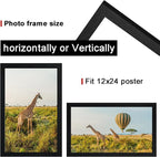 TKYGU 12x24 Picture Frame Set of 3,Wooden Frame 12x24 Wall Gallery Poster Photo frame Black with Durable Shatter Resistant Plexiglass for Wall Mounting 12 by 24 Photos Posters frame -wedding best gift