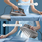 IRONDAY Steam Iron for Clothes with LCD Screen, 1700W Iron Non-Stick Ceramic Soleplate, Auto Shutoff, Self-Cleaning, Anti-Drip, Steam Burst, Spray Mist 10.14oz Water Tank Ironing Clothes for Home,Grey