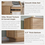 JXQTLINGMU 5 Drawer Dresser for Bedroom, 42" Tall Modern Wood Dressers, Push-to-Open Chest of Drawers for Closet Organizers & Storage, Curved Profile Design,Natural Oak
