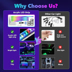 Dreamcolor Acrylic Interior Car Lights, AMKI Car LED Strip Light with APP Control, Car Accessories Car Ambient Neon Light Kit with RGB 14 in 1 and 175 inches 593 LEDs, 16 Million Color Sound Activated
