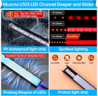 Muzata 10Pack 3.3FT/1M Plus-Size Spotless LED Channel Black LED Strip Diffuser Channel with Milky Frosted White Diffuser Cover U103 BW 1M