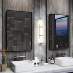 ISKM Black Framed Mirror for Wall 24"x 32", Bathroom Vanity Mirror Anti-Rust, Tempered Glass, Rounded Rectangle Mirror(Horizontal/Vertical)