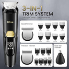 Ufree 3-in-1 Beard Trimmer Kit, Men's Electric Razor Shaver for Mustache, Professional Hair Trimmer, Type-C Rechargeable Clippers, Waterproof Body Grooming, Birthday Valentines Gifts for Him