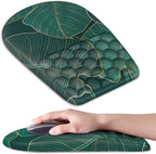 BOCHEERY Ergonomic Mouse Pad Wrist Support,Upgrade Mousepad with Massage Design,Non-Slip PU Base Desktop Mouse Pads for Pain Relief, Computer, Office & Home,12 x 8 in（F-Leaf Green）