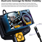 5" Dual-View Handle Endoscope Camera,2MP Front&Side Lens,IP67 Waterproof 5M Semi-Rigid Cable,360° Probe Control,4-Level LED,3X Zoom,Video&Photo Recording,Inspection Camera for Industrial Use,32GB Card