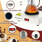 Commercial Coffee Warmer, 60W 176℉ Single Burner Decanter Warmer Plate, Stainless Steel Portable Warmer Single Burner, for Cafe, Break Room, Buffet and Commercial Use