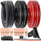 1/0 Gauge Wire CCA (20Ft Each Black/Red) Primary Automotive Wire with Lugs Kit,1/2 Inch Cable Split Sleeving,Battery Cable,Car Amplifier Power Ground Wires,Amp Install Wiring