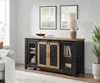 Martin Svensson Home Rustic 65" Black and Driftwood Solid Wood TV Stand with Storage