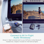 MEE Audio Connect Air in-Flight Bluetooth Wireless Audio Transmitter, with Extra Dual 3.5mm Jack AUX Adapter, for up to 2 AirPods/Other Headphones; Works with All 3.5mm Aux Jacks, Black