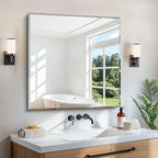 CILIBER Beveled Mirror, 30x30 inch Square Bathroom Mirrors for Wall, Upgraded Shatterproof Frameless Vanity Mirror Over Sink with Beveled Edge for Bathroom,Bedroom,Living Room and Entryway