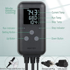 SENSTREE Greenhouse Temperature Controller Digital Waterproof Thermostat for Home Brewing, Fermentation, Breeding, Incubation, Terrarium, Heating & Cooling, 110V 10A 1100W