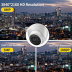OHBET DahuaSecurity 4K 8MP PoE IP Dome Camera – Outdoor AI Security Turret Camera with Human & Vehicle Detection, 98ft IR Night Vision, IP67, Built-in Mic, Smart Surveillance for Home