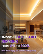 HitLights COB LED Strip Lights Warm White, 12V Tape Light 3000K 16.4ft, 2640 LEDs, 426 lm/ft, CRI 90+, IP30, Premium High Density Lighting for Kitchen, Cabinets, UL Listed (Power Source Not Included)