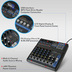Pyle Professional 6 Channel Audio Mixer with Bluetooth - DJ Sound Board - USB Computer Input - Built-in MP3 Player - 48V Phantom Power - 3 Band EQ - 16-Bit DSP FX - Band, Studio Ready - PMXU63BT