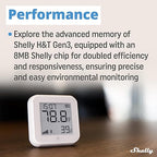 Shelly H&T Gen3 Ivory | Wi-Fi and Bluetooth Smart Temperature & Humidity Sensor with Remote App Control & Monitoring | Smart Scenes | Notification Alerts | LCD Display | Free Data Storage Export