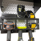 Wall Control Power Tool Storage Organizer Kit Cordless Drill Holder Charging Station Rack 16” x 32” Metal Pegboard Organization System (White Pegboard)
