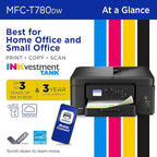 Brother INKvestment Tank 780 Wireless Color Inkjet All-in-One Printer with Duplex Printing | Includes up to 3 Years of Ink in-Box(1) and a 3-Year Limited Warranty(2) (MFC-T780DW)