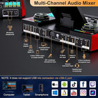 Live Sound Card Audio Mixer, Podcast Equipment Bundle with 3.5mm Condenser Microphone for Pc/Phone Live Streaming Singing Gaming, Sound Board with Voice Changer, Denoise
