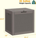 NUNU LAB 35 Gallon Outdoor Storage Box Waterproof, Outside Package Delivery Deck Boxes with Lockable Lid, Backyard Storage Bin For Garden Tools, Patio Cushions Accessories, Gray